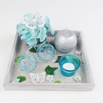 Dekotablett "blaue Hortensie"