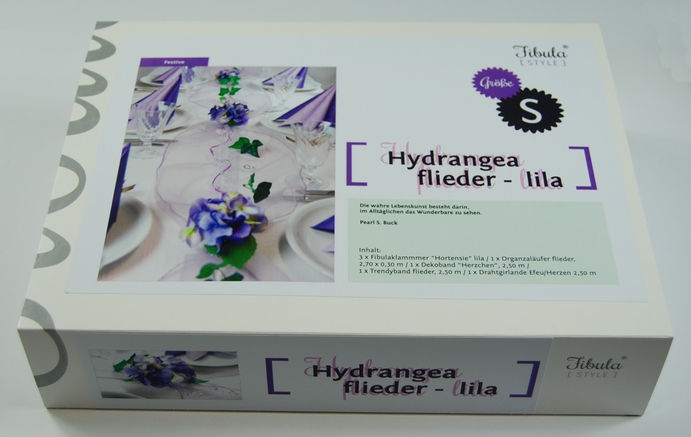 Tischdeko24 Fibula Style Komplettset Hydrangea Lila Flieder Grosse S